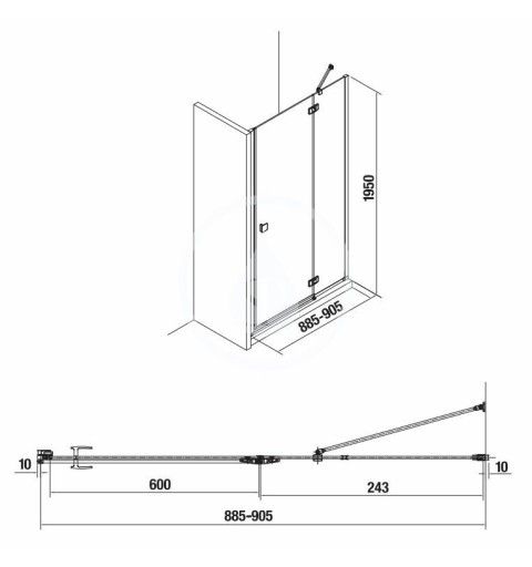 Jika Sprchové dvere výklopné 900 mm, ľavé, Jika perla Glass, strieborná/číre sklo H2544220026681