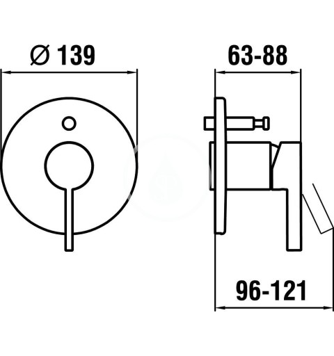 Laufen Vrchná súprava podomietkovej vaňovej/sprchovej batérie na Simibox, chróm H3213360040001