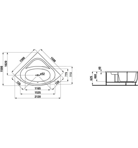 Laufen Vaňa s konštrukciou a čelným panelom, 1500 mm x 1500 mm, biela H2445070000001