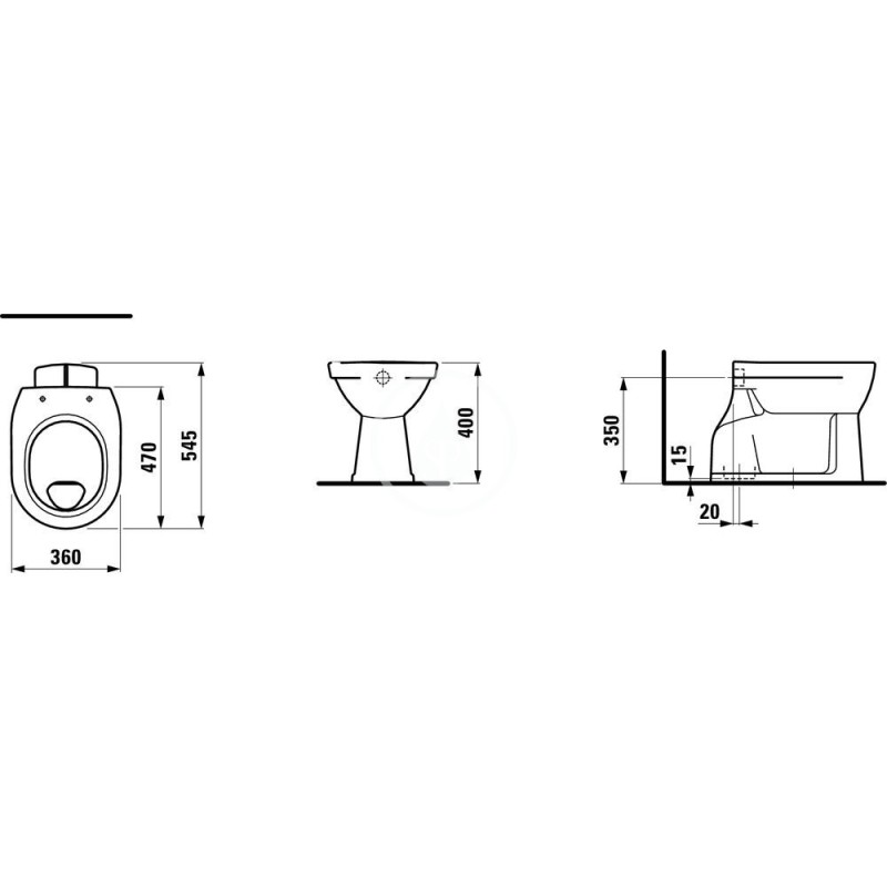Laufen Stojacie WC, 470x360 mm, biela H8219590000001