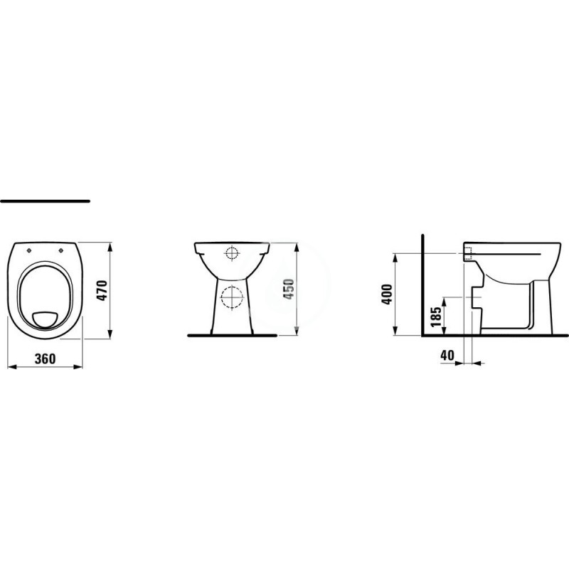 Laufen Stojacie WC, 470x360 mm, biela H8259560000001