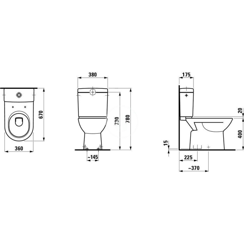 Laufen WC kombi misa, 670 mm x 360 mm, biela H8249570000001