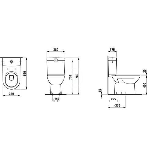 Laufen WC kombi misa, 670 mm x 360 mm, biela H8249570000001