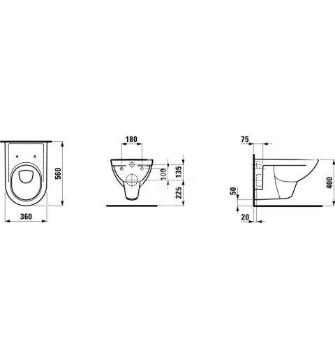 Laufen Závesné WC, 560x360 mm, s LCC, biela H8209504000001