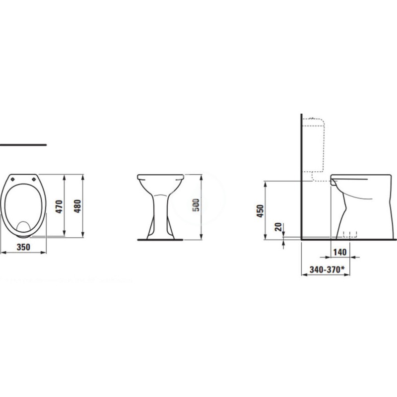 Laufen Stojace WC, 480x350 mm, biela H8219980000001