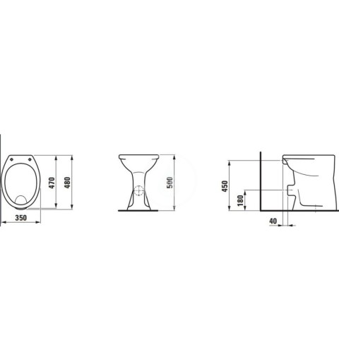 Laufen Stojacie WC, 480 mm x 350 mm, biela H8219900000001