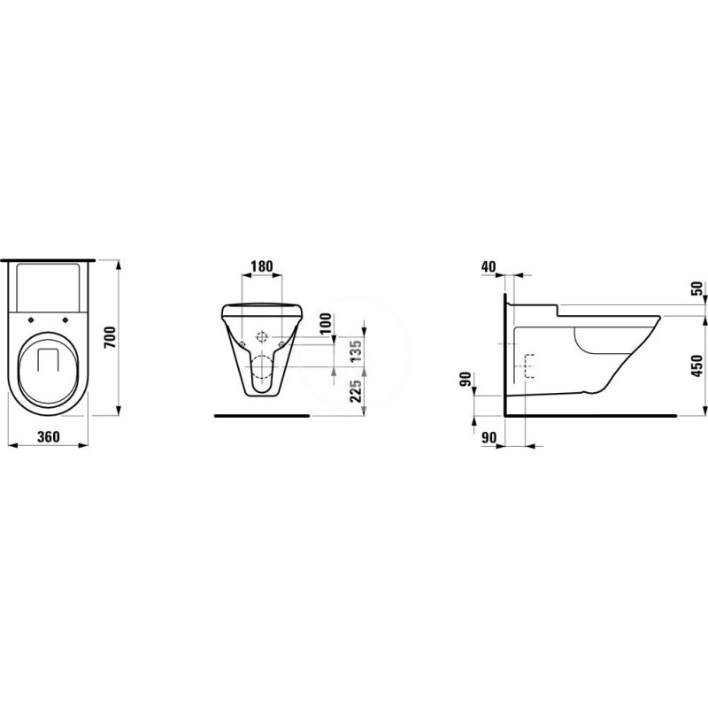 Laufen Závesné WC, 700 mm x 360 mm, biela H8214700000001