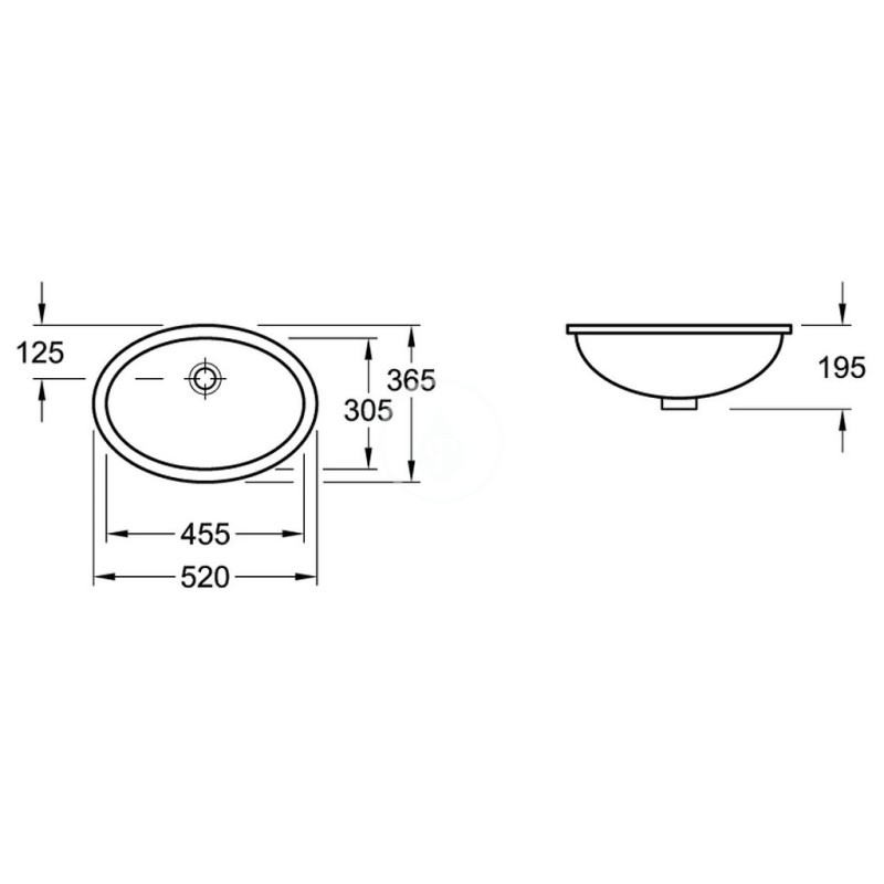 Villeroy & Boch Vstavané umývadlo s prepadom, 455x305 mm, s CeramicPlus, biela 614746R1