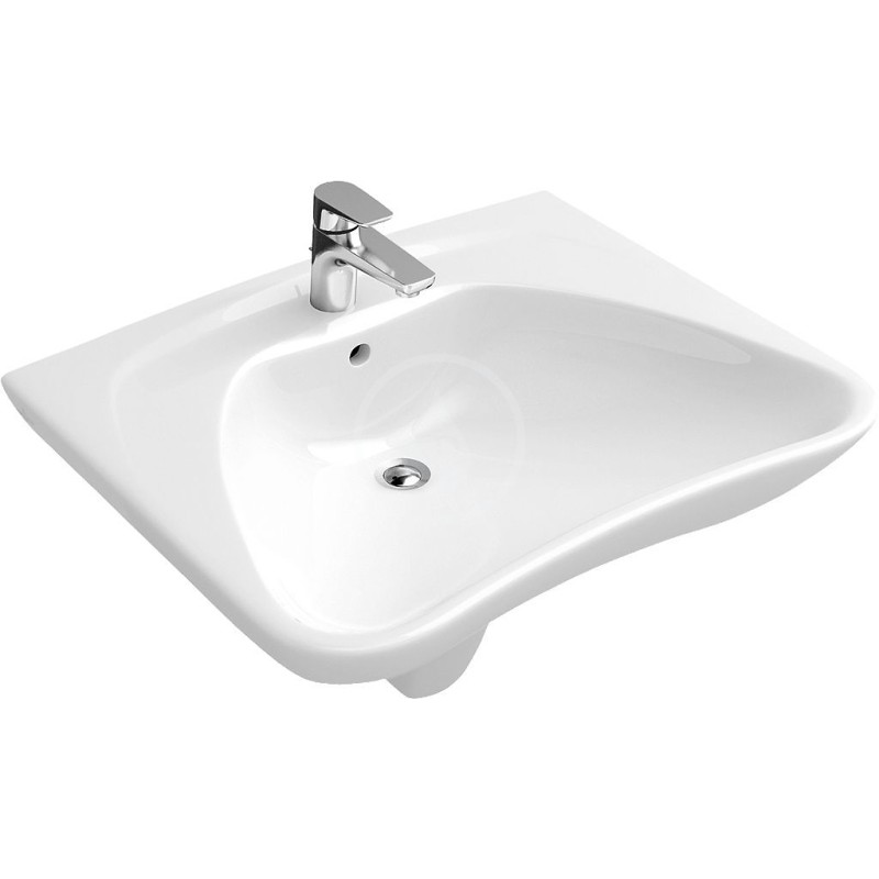 Villeroy & Boch Umývadlo Vita, 600 mm x 490 mm, biele – jednootvorové umývadlo, s prepadom, s Ceramicplus 711963R1