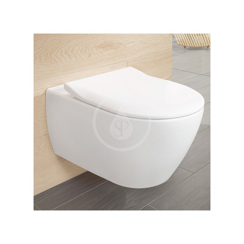 Villeroy & Boch Závesné WC s WC doskou SoftClosing, DirectFlush, alpská biela 5614R201