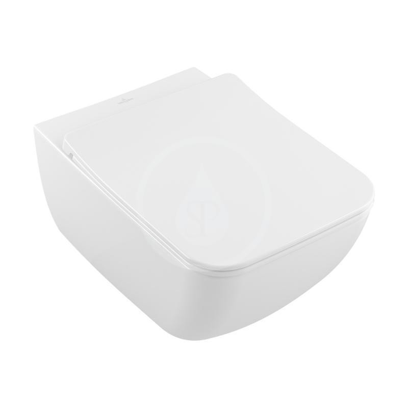 Villeroy & Boch Závesné WC s WC doskou SoftClosing, DirectFlush, CeramicPlus, alpská biela 4611RLR1
