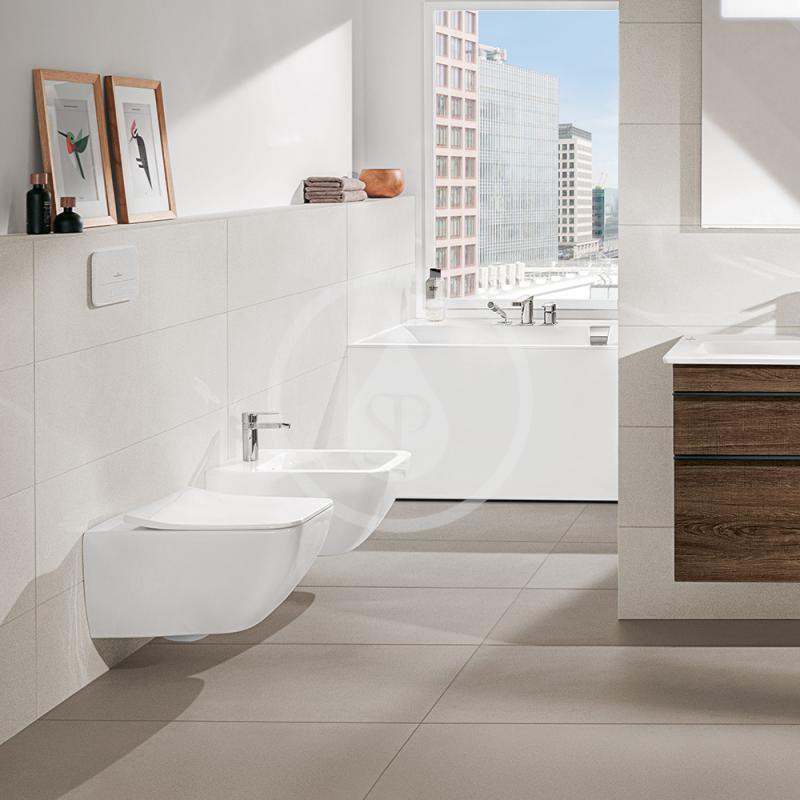 Villeroy & Boch Závesné WC s WC doskou SoftClosing, DirectFlush, CeramicPlus, alpská biela 4611RSR1