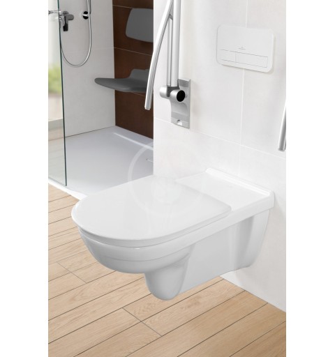 Villeroy & Boch Závesné WC bezbariérové, zadný odpad, DirectFlush, CeramicPlus, alpská biela 4601R0R1