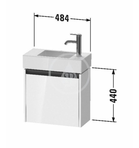 Duravit Umývadlová skrinka 440x484x238 mm, 1 dvierka, pánty vľavo, lesklá biela K25072L22220000