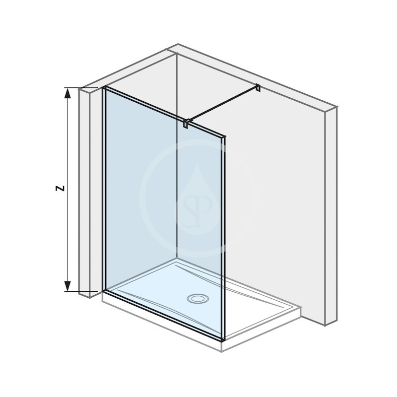 Jika Sklenená stena bočná 120 cm na sprchovú vaničku 120 cmx80 cm a 120 cm x 90 cm, s úpravou Jika Perla Glass, 1200 