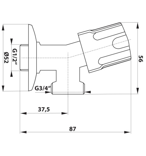 Bruckner Pračkový ventil so spätnou klapkou 1/2"x3/4", chróm