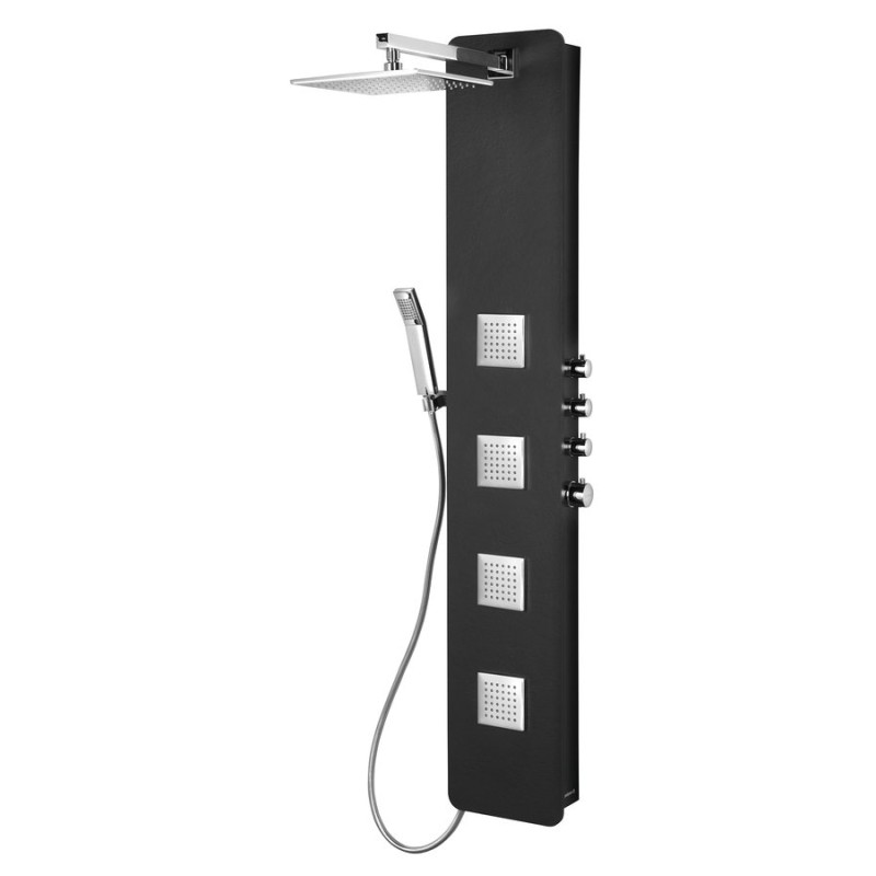 Polysan SPIRIT SQUARE sprchový panel s termostat. batériou 250x1550mm, nástenný, čierna