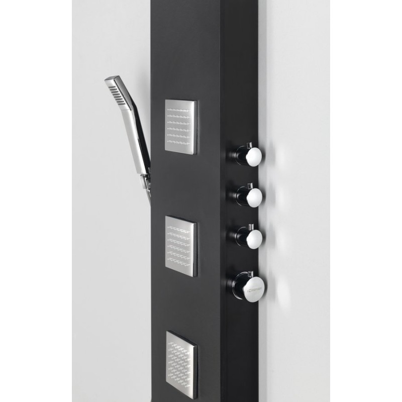 Polysan SPIRIT SQUARE sprchový panel s termostat. batériou 250x1550mm, nástenný, čierna