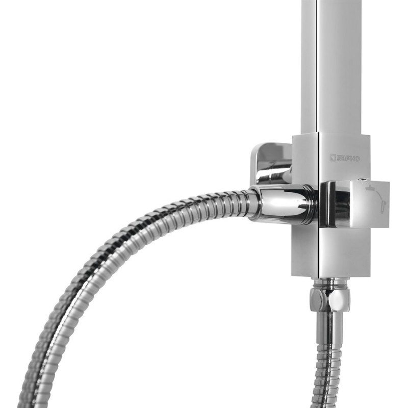 Sapho Sprchový stĺp k napojeniu na batériu, pevná a ručná sprcha, hranatý, chróm