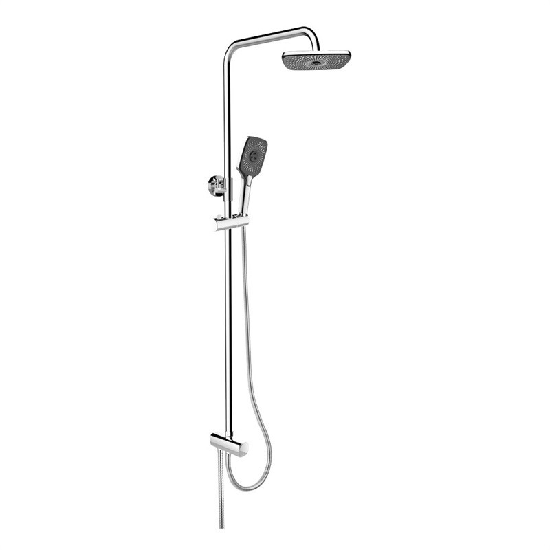 Mereo Sprchový set s tyčou,hranatý, čierná hlavová sprcha a trojpolohová ručná sprcha CB95001SB2
