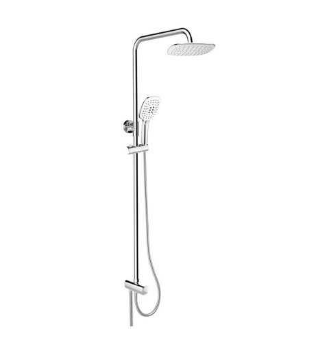 Mereo Sprchový set s tyčou hranatý, biela hlavová sprcha a trojpolohová ručná sprcha, biely plast/chróm CB95001SW2
