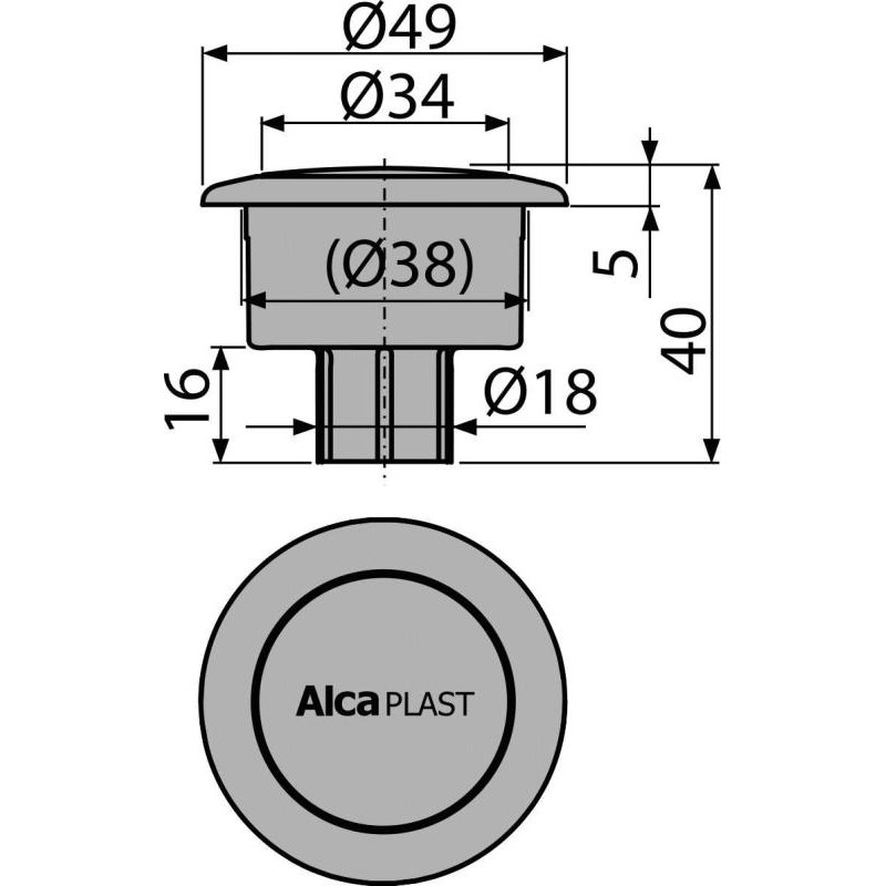 Alcaplast Tlačítko kompletné chróm (A2000) V0011-ND