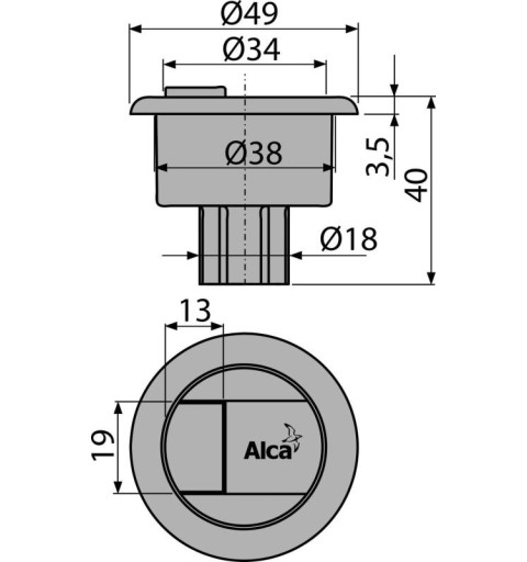 Alcaplast Tlačítko kompletné chróm (A08A) V0296-ND