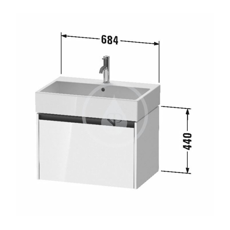 Duravit Umývadlová skrinka 440x684x460 mm, 1 zásuvka, grafit mat K25076049490000