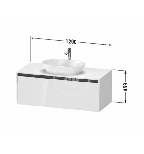 Duravit Umývadlová skrinka s výrezom, 459x1200x550 mm, 1 zásuvka, lesklá biela K24887022220000