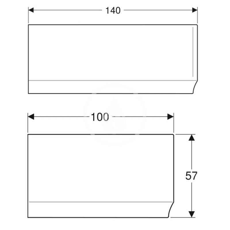 Geberit Čelný panel pre rohovú vaňu Selnova, 1400 mm, pravý, biela 554.870.01.1