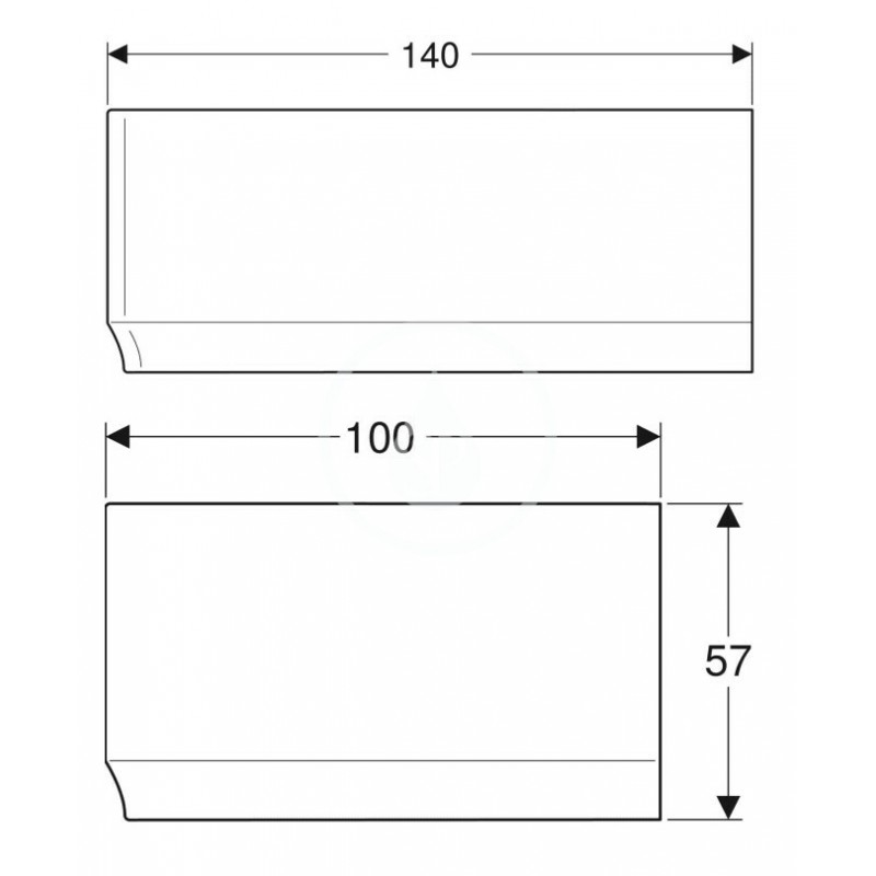 Geberit Čelný panel pre rohovú vaňu Selnova, 1400 mm, ľavý, biela 554.871.01.1