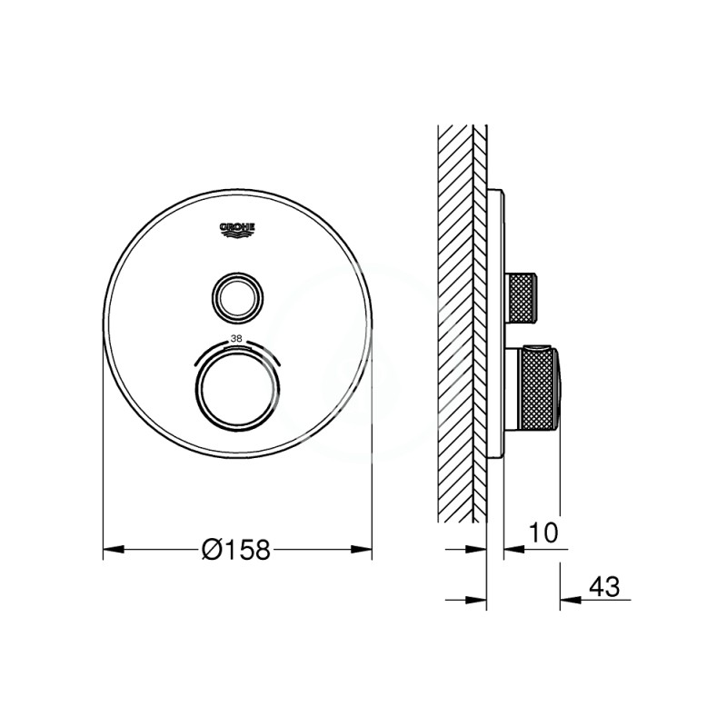 Grohe Termostatická sprchová batéria pod omietku s jedným ventilom, Hard Graphite 29118A00