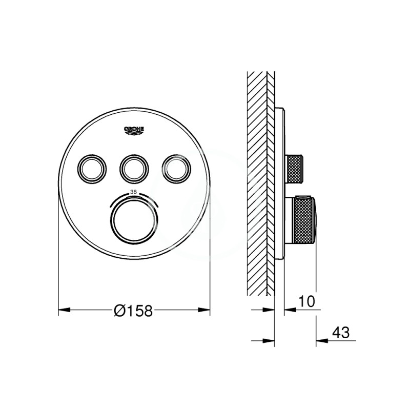 Grohe Termostatická sprchová podomietková batéria, 3 ventily, Hard Graphite 29121A00