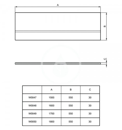 Ideal Standard Čelný krycí panel na vaňu 1600 mm, biela W004801