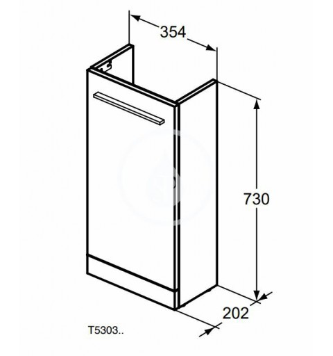 Ideal Standard Umývadlová skrinka, 354x202x730 mm,1 dvierka, matná biela T5303DU