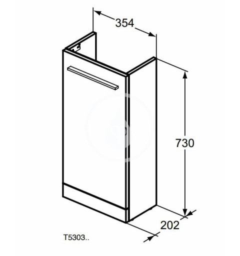 Ideal Standard Umývadlová skrinka, 354x202x730 mm,1 dvierka, matná uhlovo sivá T5303NV