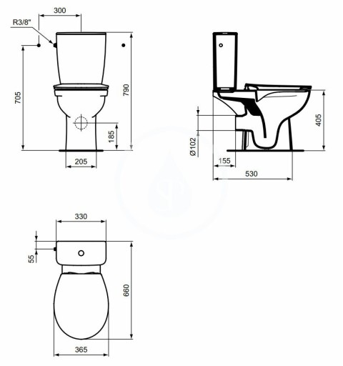 Ideal Standard WC kombi misa, Rimless, biela WV02501