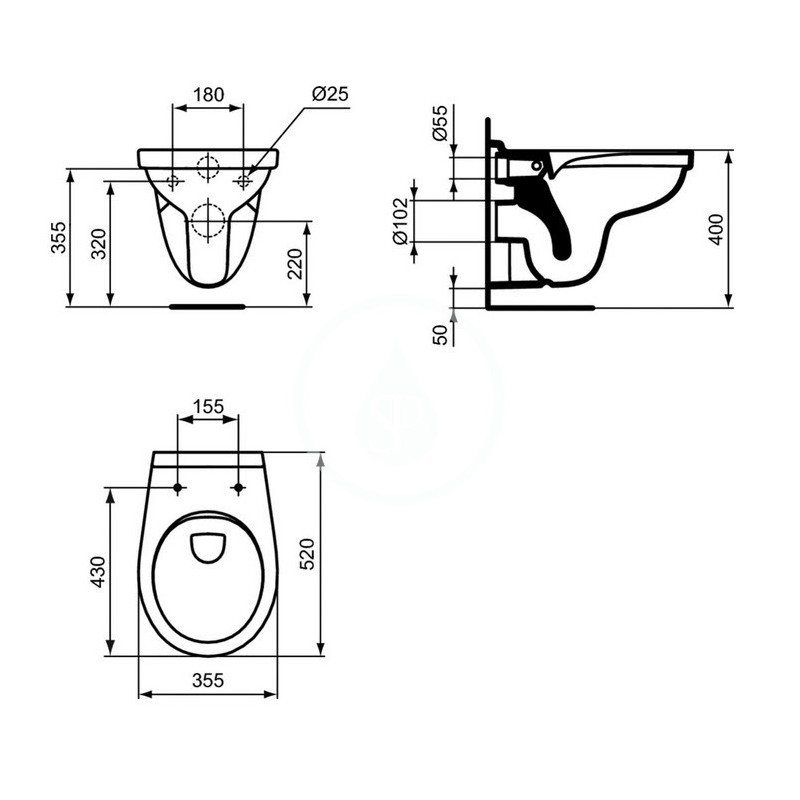 Ideal Standard Závesné WC, Rimless, biela W331301