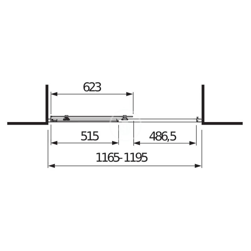 Jika Sprchové dvere, 1 posuvný segment, 1 pevný segment, strieborný profil, ľavé/pravé, 1200 mmx30 mmx1950 mm – transp