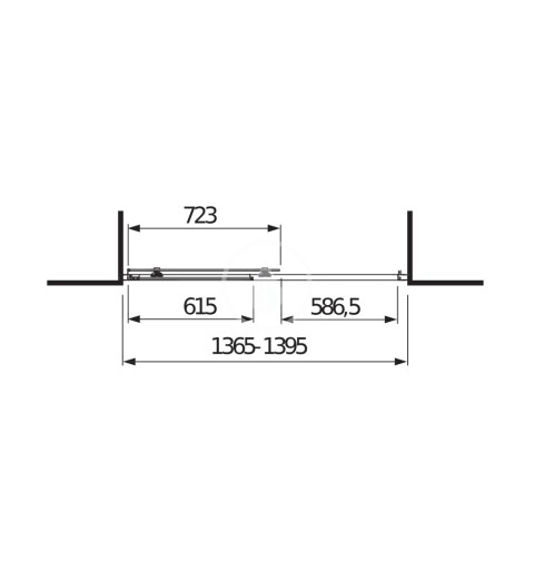 Jika Sprchové dvere, 1 posuvný segment, 1 pevný segment, strieborný profil, ľavé/pravé, 1400 mmx30 mmx1950 mm – transp