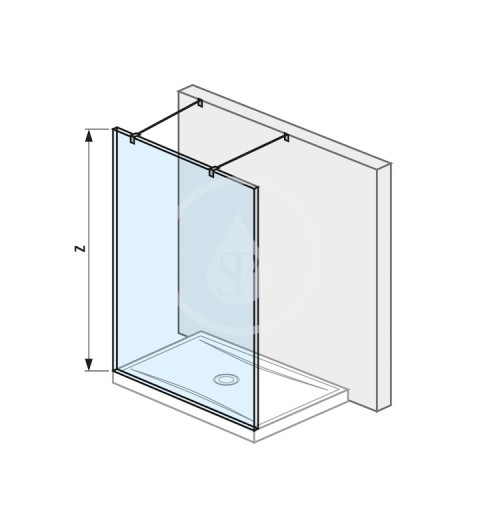Jika Sklenená stena pevná 120 cm na sprchovú vaničku 120 cmx80 cm a 120 cmx90 cm, s úpravou Jika Perla Glass, 1200 mm x