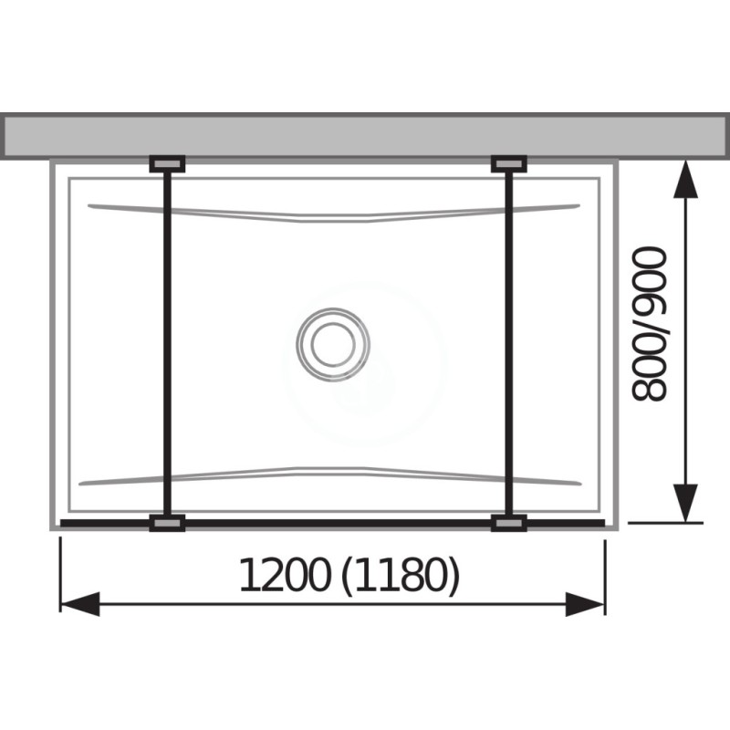 Jika Sklenená stena pevná 120 cm na sprchovú vaničku 120 cmx80 cm a 120 cmx90 cm, s úpravou Jika Perla Glass, 1200 mm x