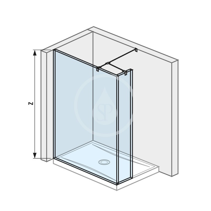 Jika Sklenená stena bočná 120 cm na sprchovú vaničku 120 cmx80 cm a 120 cm x 90 cm, s úpravou Jika Perla Glass, 1200 