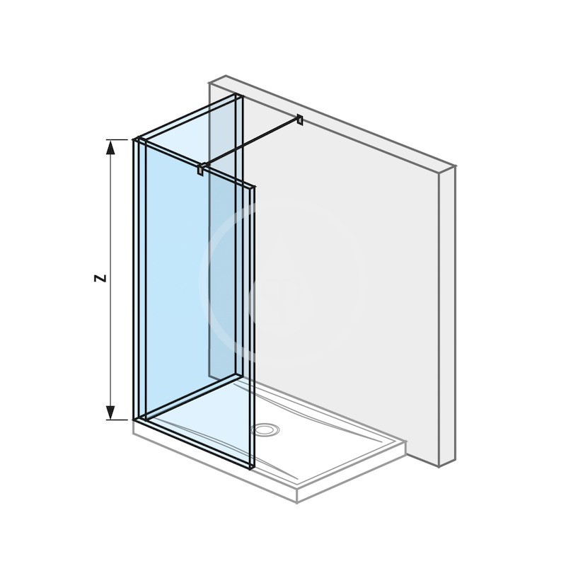 Jika Sklenená stena L 130 cmx80 cm na sprchovú vaničku 130 cmx80 cm, s úpravou Jika Perla Glass, 1300 mm x 200 mm x 20
