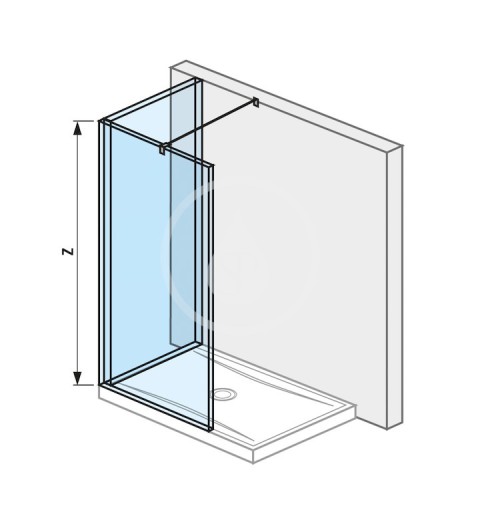Jika Sklenená stena L 130 cmx80 cm na sprchovú vaničku 130 cmx80 cm, s úpravou Jika Perla Glass, 1300 mm x 200 mm x 20