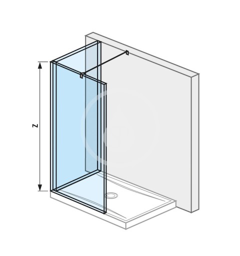 Jika Sklenená stena L 120 cmx90 cm na sprchovú vaničku 120 cmx90 cm, s úpravou Jika Perla Glass, 1200 mm x 200 mm x 20