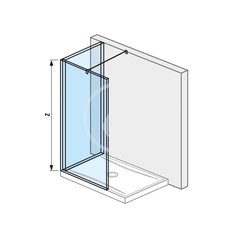 Jika Sklenená stena L 140 cmx80 cm na sprchovú vaničku 140 cmx80 cm, s úpravou Jika Perla Glass, 1400 mm x 200 mm x 20