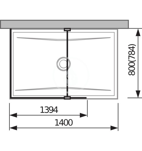 Jika Sklenená stena L 140 cmx80 cm na sprchovú vaničku 140 cmx80 cm, s úpravou Jika Perla Glass, 1400 mm x 200 mm x 20