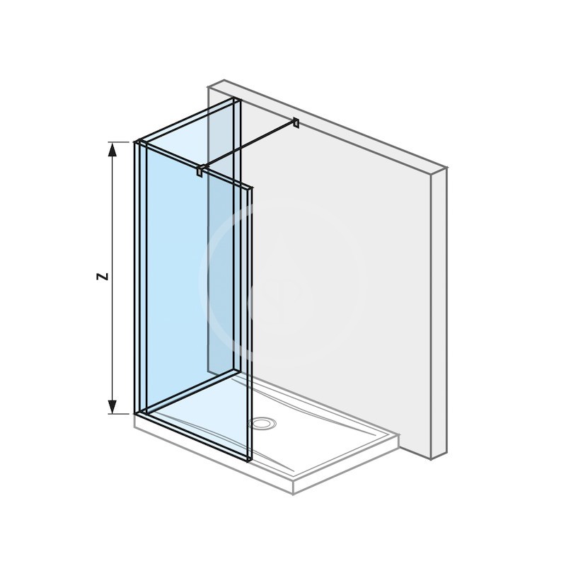 Jika Sklenená stena L 130 cmx90 cm na sprchovú vaničku 130 cmx90 cm, s úpravou Jika Perla Glass, 1300 mm x 200 mm x 20
