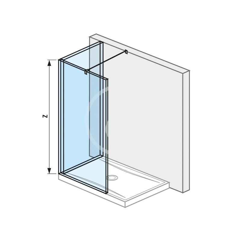 Jika Sklenená stena L 140 cmx90 cm na sprchovú vaničku 140 cmx90 cm, s úpravou Jika Perla Glass, 1400 mm x 200 mm x 20